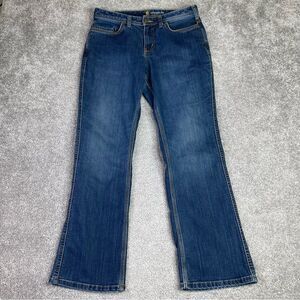 Carhartt Jeans Women’s 8 Blue Straight Relaxed Fit Mid-Rise Dark Denim Stretch